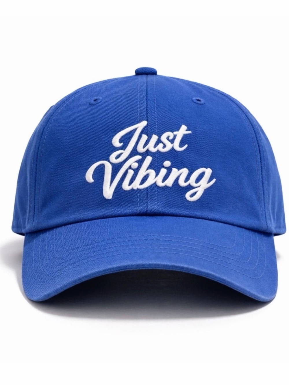 💙Blue 'Just Vibing' Cap Trendy Casual Wear Spring Coffee Date Wear Summer Casual
